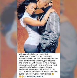 Kirk Franklin and wife celebrate 21st wedding anniversary