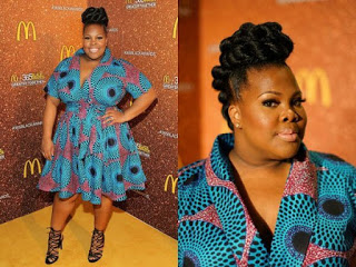 Amber Riley in simple Ankara gown