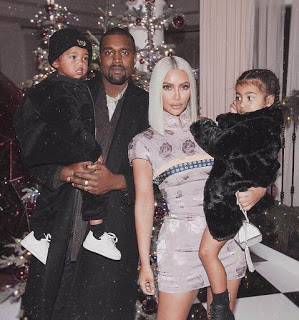 Kim Kardashian pictured with her family, Kanye West & her children