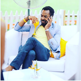 OC Ukeje pictured on set of a movie