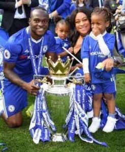 Victor moses with the mother of his two kids