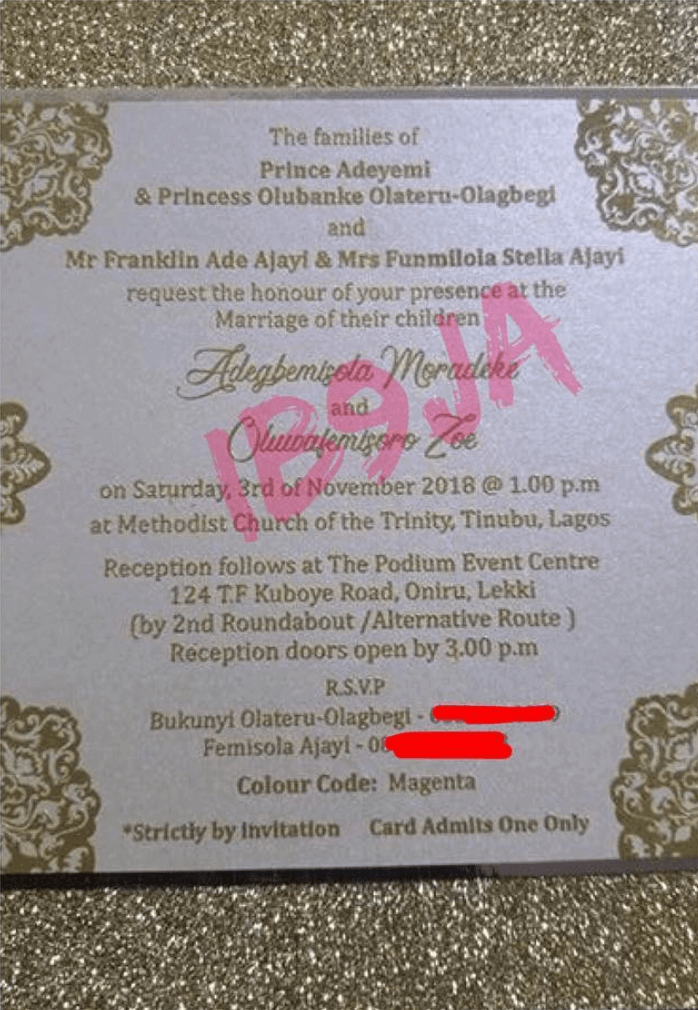 Gbemi Olateru-Olagbegi wedding invitation
