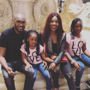 Annie Idibia, husband and two children