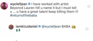 Wyclef sends message to Kizz daniel