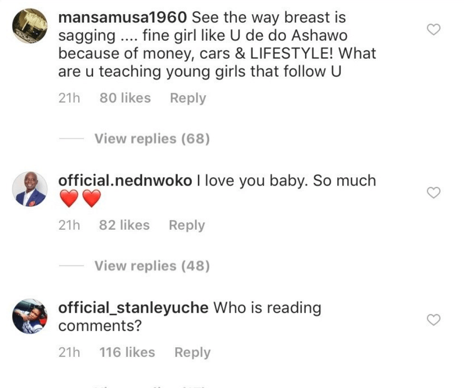 Regina Daniels fallen breast comments