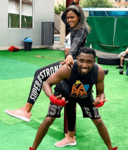 Busola Dakolo and her husband having fun