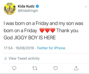 Kida Kudz welcomes baby boy