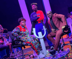 TG Omori on set of Teni billionaire video alonsgide Teni & Frank Edoho