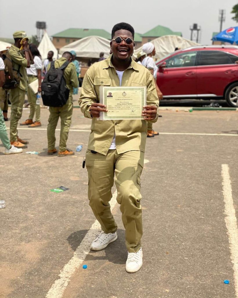 Mr Macaroni with nysc certificate